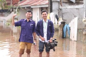 liputan banjir rumbai, Reporter Zaki Haikal.